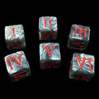 TDSO Pearl Steel & Red Roman Numeral 6 x D6 Dice
