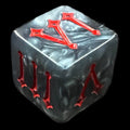 TDSO Pearl Steel & Red Roman Numeral D6 Dice