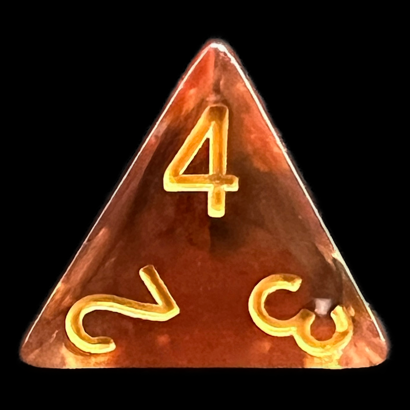 TDSO Pearl Swirl Black & Red with Gold D4 Dice