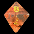 TDSO Pearl Swirl Black & Red with Gold D8 Dice