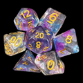 TDSO Pearl Swirl Blue & Purple 7 Dice Polyset
