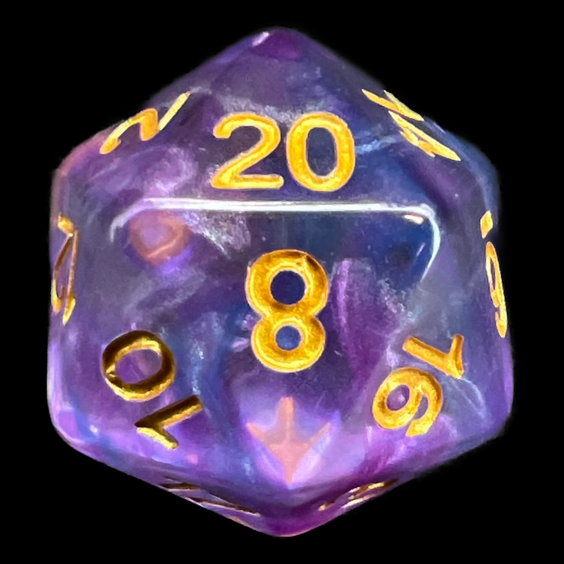 TDSO Pearl Swirl Blue & Purple D20 Dice