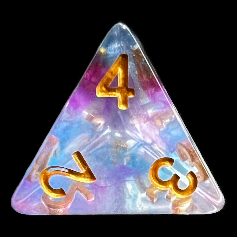TDSO Pearl Swirl Blue & Purple D4 Dice