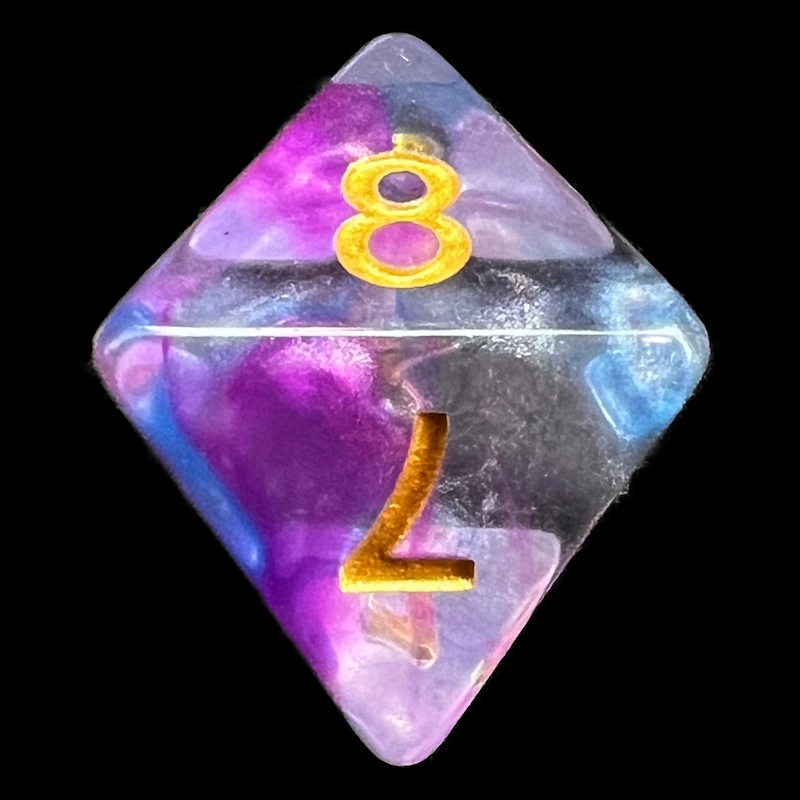 TDSO Pearl Swirl Blue & Purple D8 Dice