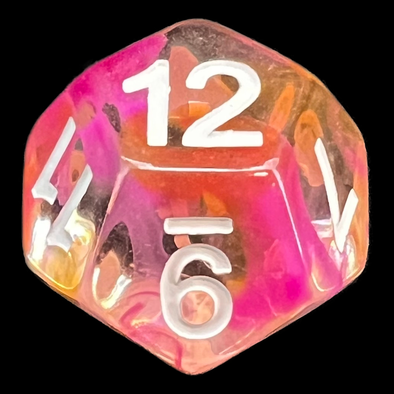 TDSO Pearl Swirl Flame D12 Dice