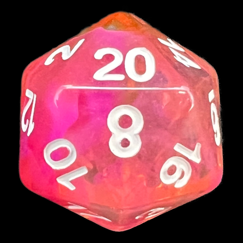 TDSO Pearl Swirl Flame D20 Dice