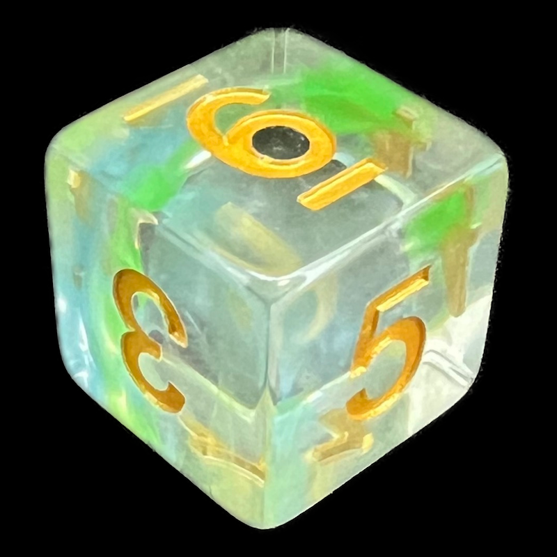 TDSO Pearl Swirl Green & Blue D6 Dice