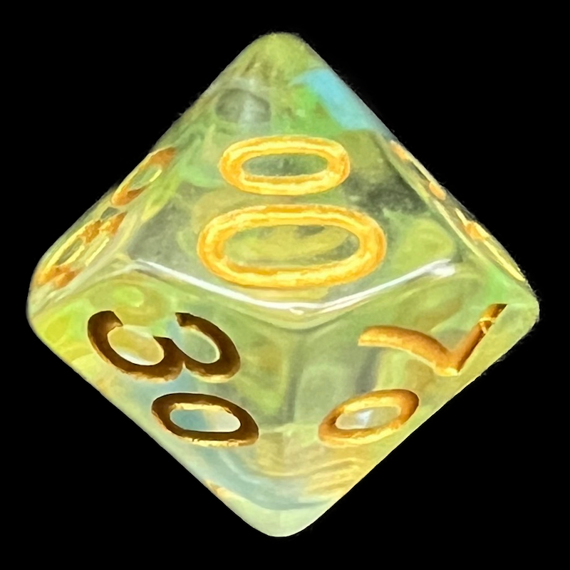 TDSO Pearl Swirl Green & Blue Percentile Dice