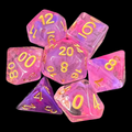 TDSO Pearl Swirl Pink & Purple with Gold 7 Dice Polyset