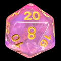 TDSO Pearl Swirl Pink & Purple with Gold D20 Dice