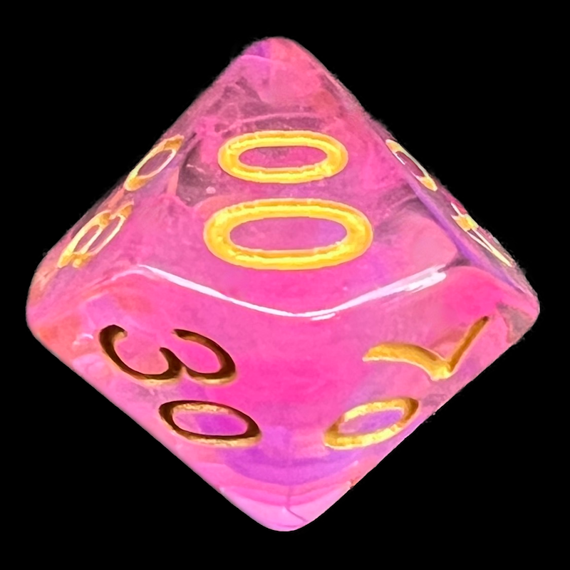 TDSO Pearl Swirl Pink & Purple with Gold Percentile Dice