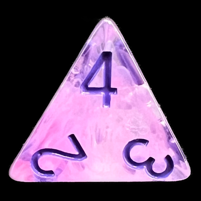 TDSO Pearl Swirl Pink & Purple with Purple D4 Dice
