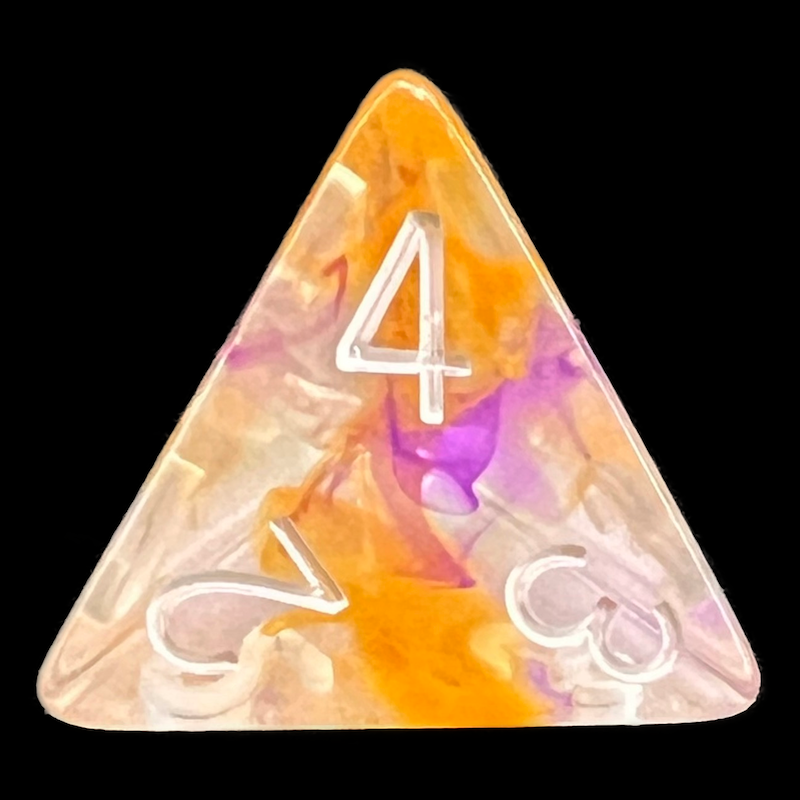 TDSO Pearl Swirl Purple & Orange D4 Dice
