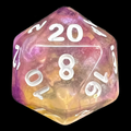TDSO Pearl Swirl Purple & Yellow D20 Dice