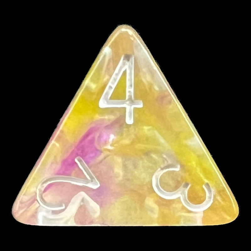 TDSO Pearl Swirl Purple & Yellow D4 Dice