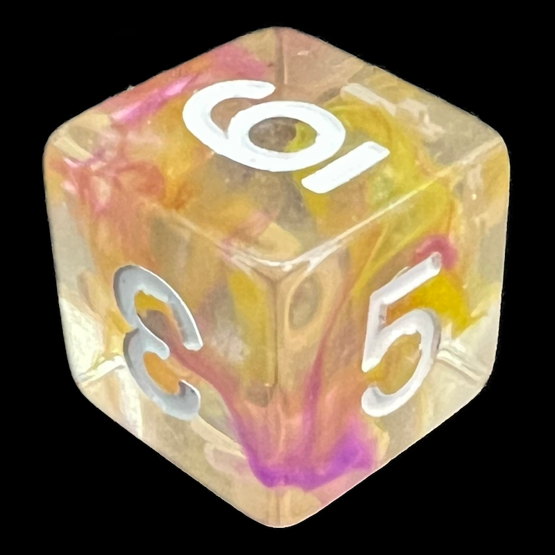 TDSO Pearl Swirl Purple & Yellow D6 Dice