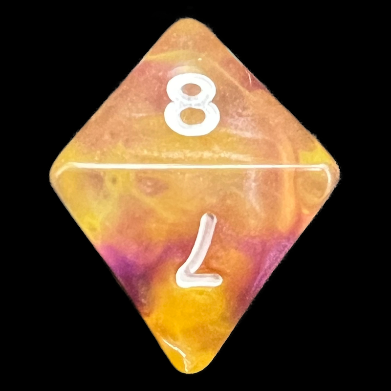 TDSO Pearl Swirl Purple & Yellow D8 Dice