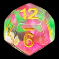 TDSO Pearl Swirl Rose & Green D12 Dice