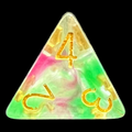 TDSO Pearl Swirl Rose & Green D4 Dice