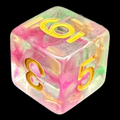 TDSO Pearl Swirl Rose & Green D6 Dice