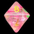 TDSO Pearl Swirl Rose & Green D8 Dice