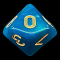 TDSO Pearl Teal & Gold D10 Dice