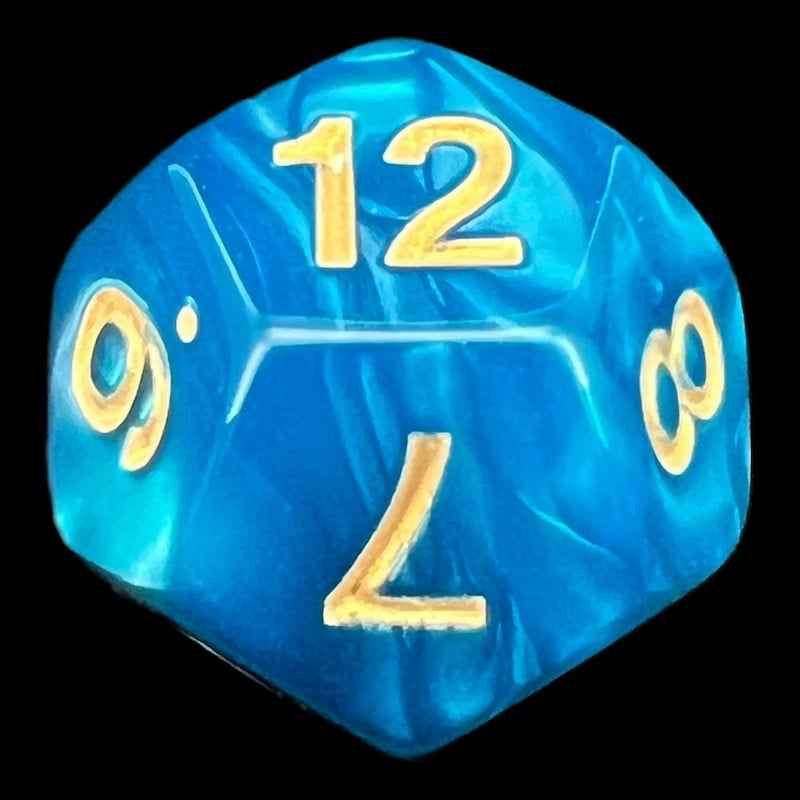 TDSO Pearl Teal & Gold D12 Dice
