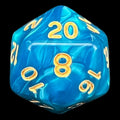 TDSO Pearl Teal & Gold D20 Dice