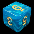 TDSO Pearl Teal & Gold D6 Dice