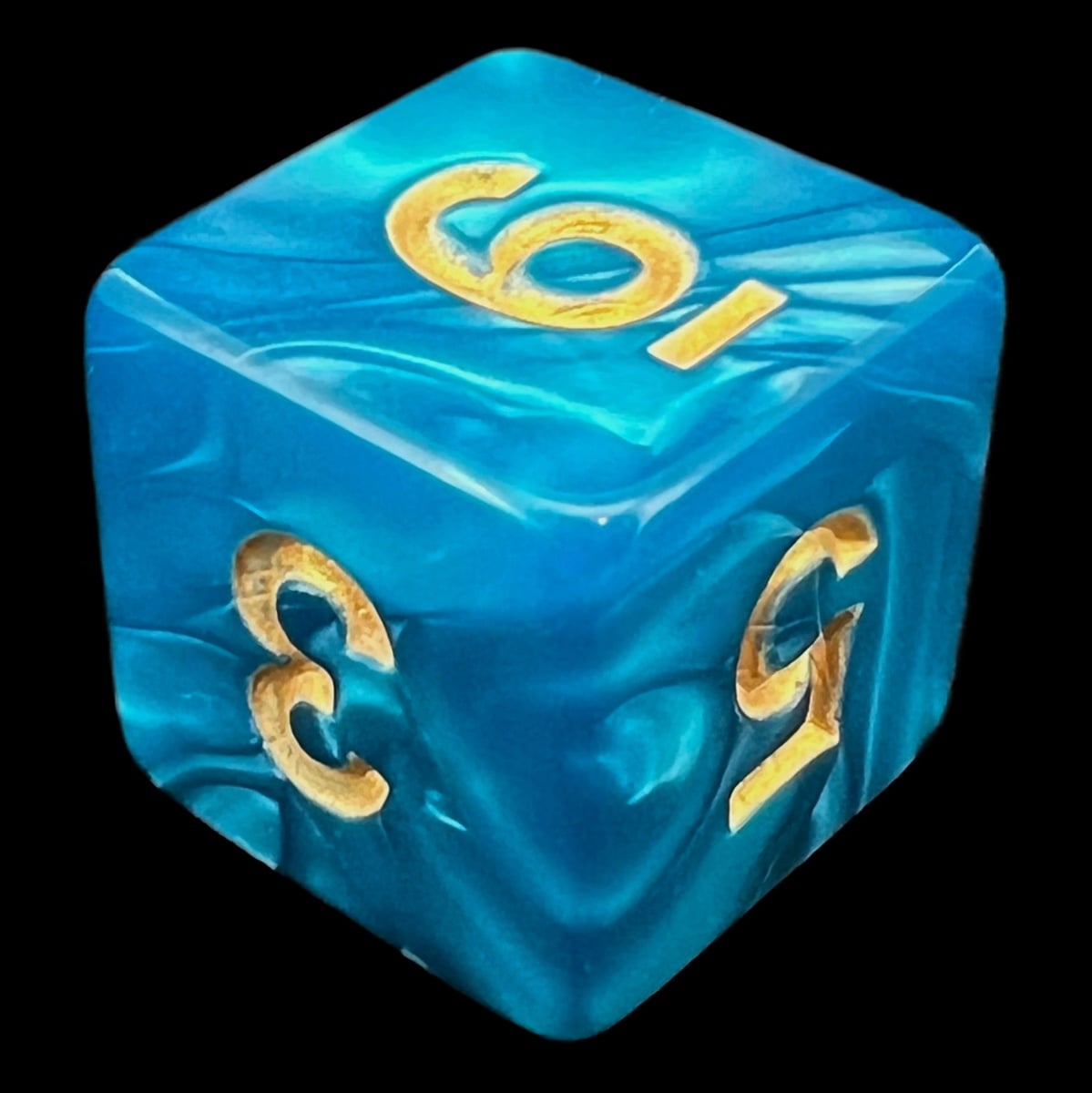TDSO Pearl Teal & Gold D6 Dice