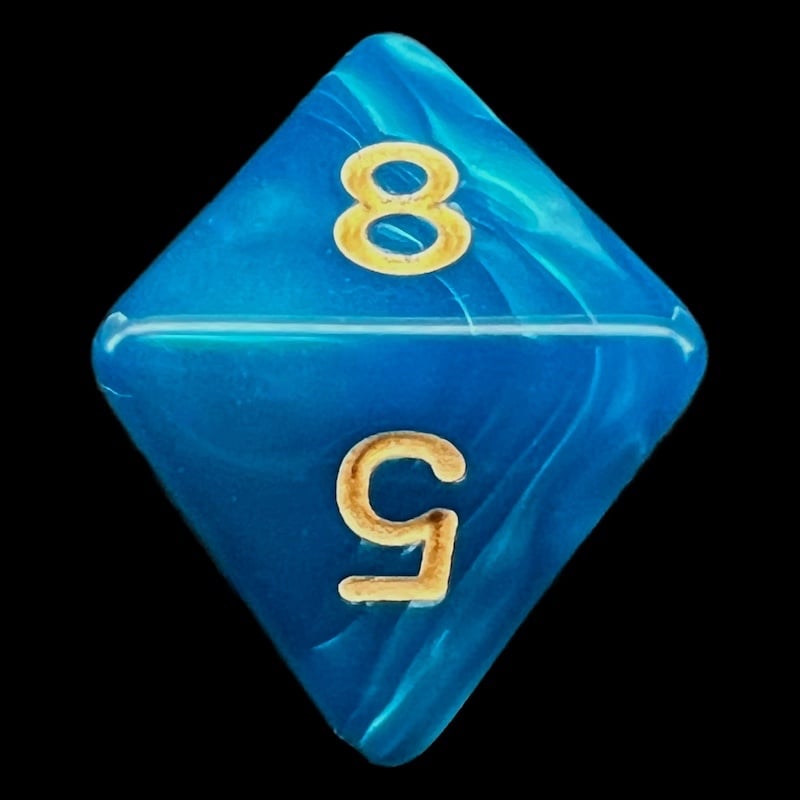TDSO Pearl Teal & Gold D8 Dice