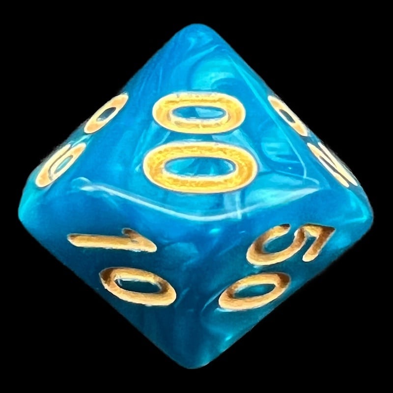 TDSO Pearl Teal & Gold Percentile Dice