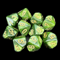 TDSO Pearl Verdant Green & Gold 10 x D10 Dice Set