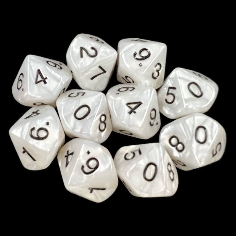 TDSO Pearl White & Black 10 x D10 Set