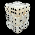 TDSO Pearl White & Black 12 x D6 Dice Set