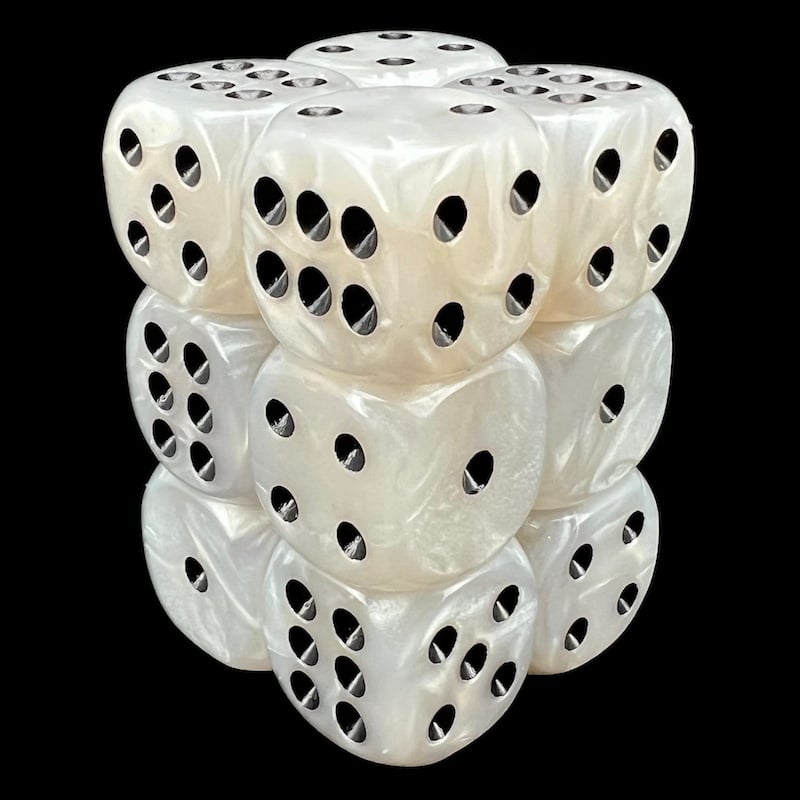 TDSO Pearl White & Black 12 x D6 Dice Set