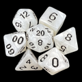 TDSO Pearl White & Black 7 Dice Polyset