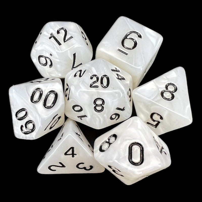TDSO Pearl White & Black 7 Dice Polyset