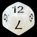 TDSO Pearl White & Black D12 Dice