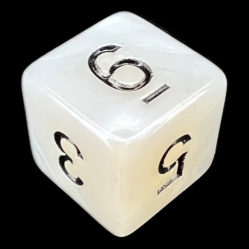 TDSO Pearl White & Black D6 Dice