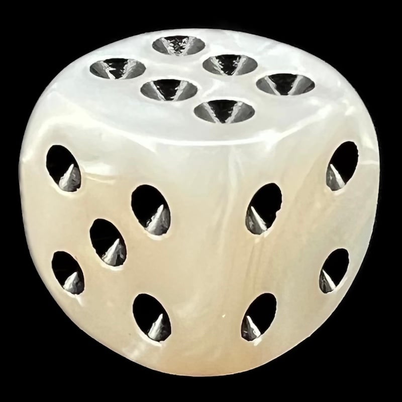 TDSO Pearl White & Black 16mm D6 Spot Dice