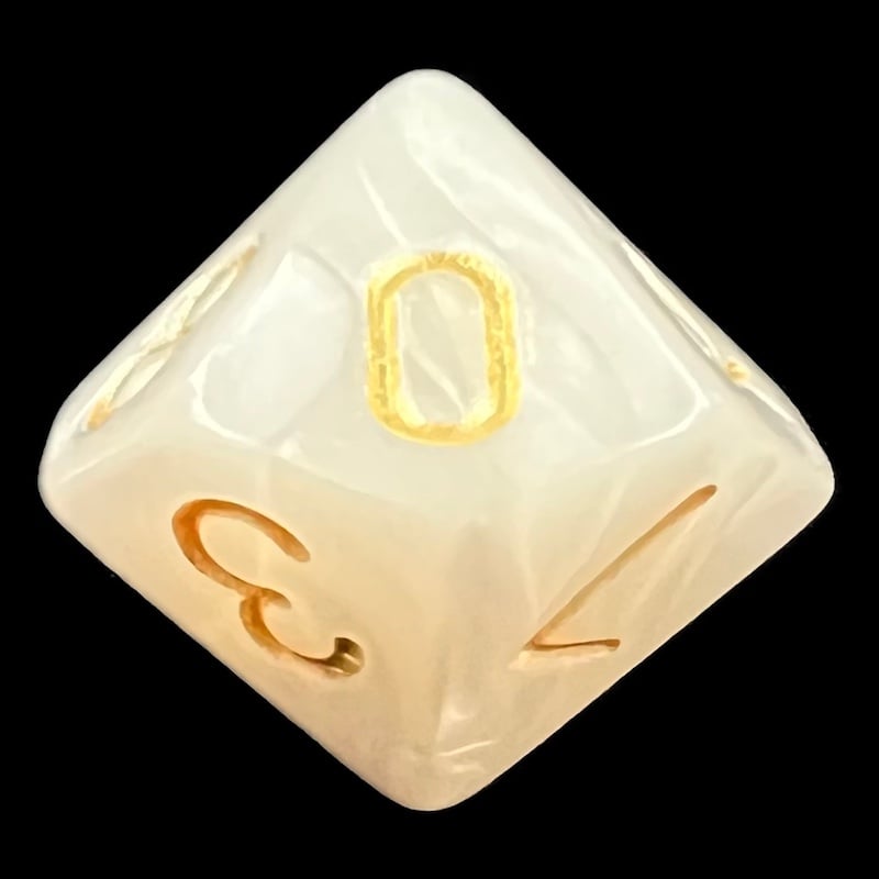 TDSO Pearl White & Gold D10 Dice