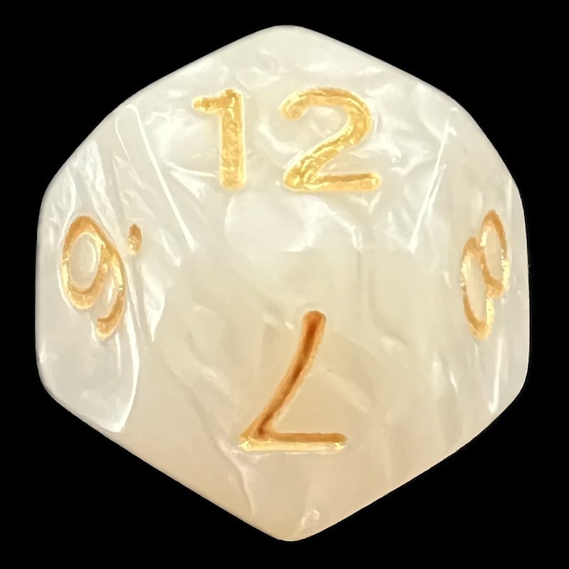 TDSO Pearl White & Gold D12 Dice
