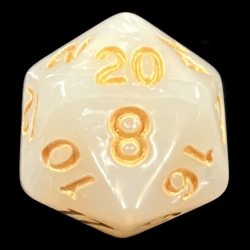 TDSO Pearl White & Gold D20 Dice