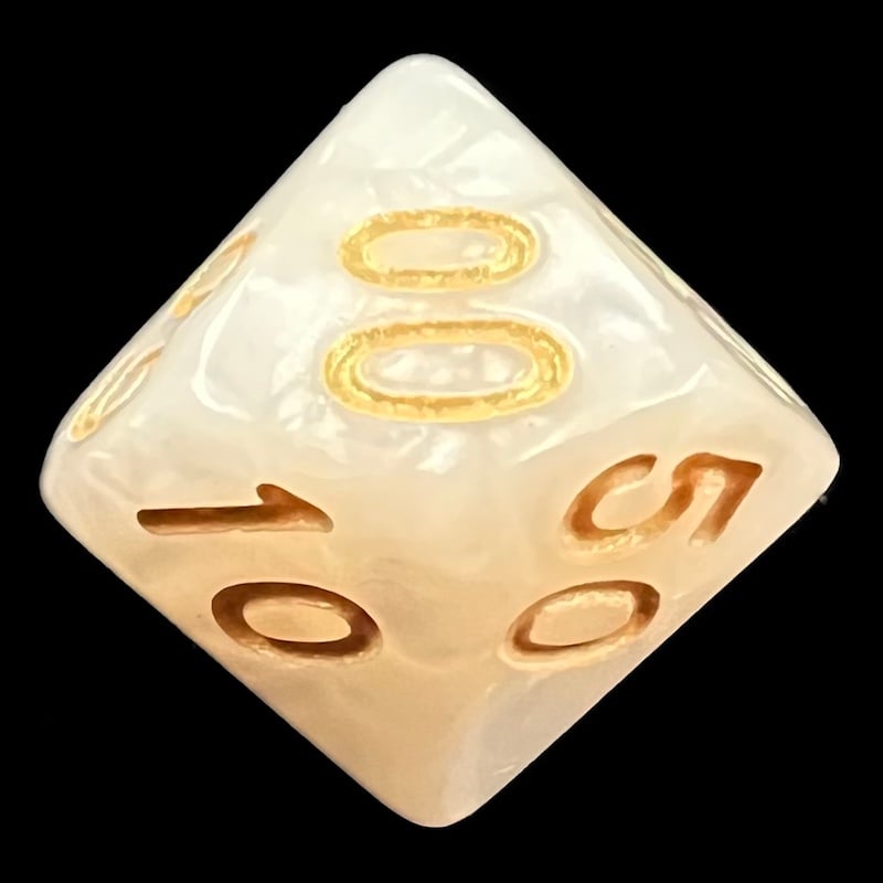 TDSO Pearl White & Gold Percentile Dice