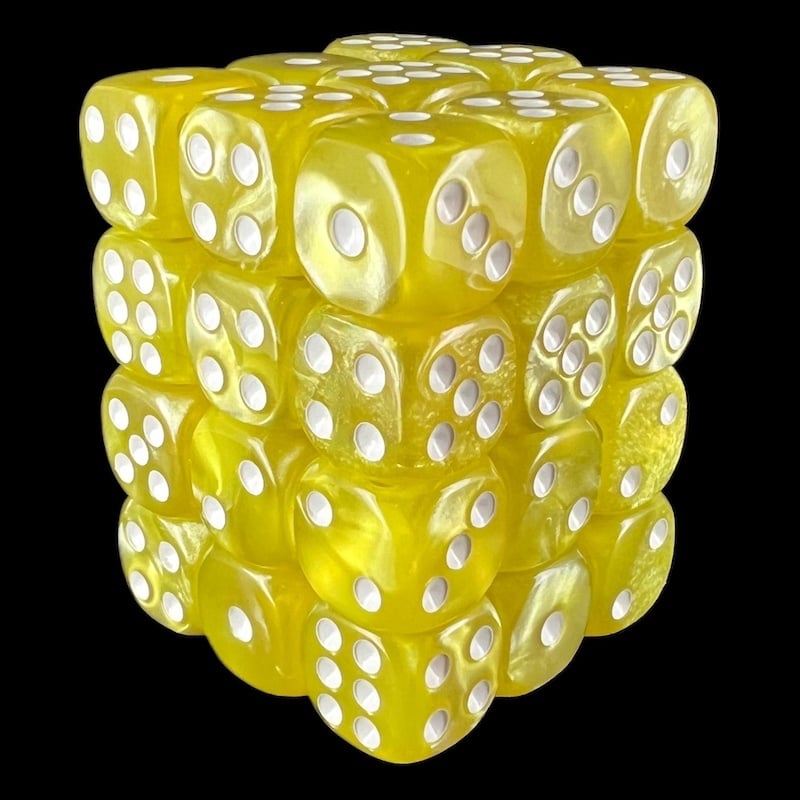TDSO Pearl Yellow & White 36 x D6 Dice Set