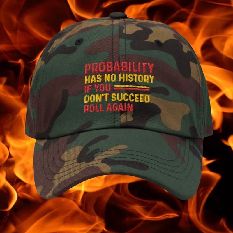 SPECIAL OFFER TDSO Gamer Baseball Cap Hat 'Probability has no history' CAMO 33% OFF