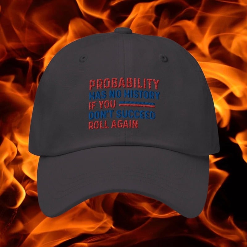 SPECIAL OFFER TDSO Gamer Baseball Cap Hat 'Probability has no history' DARK GREY 33% OFF