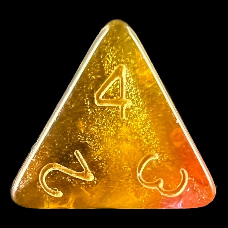 HALF PRICE CLEARANCE TDSO Phoenix Multi Glitter Black Gold & Purple D4 Dice