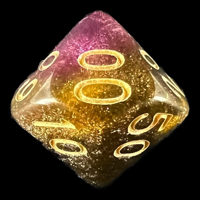 HALF PRICE CLEARANCE TDSO Phoenix Multi Glitter Black Gold & Purple Percentile Dice